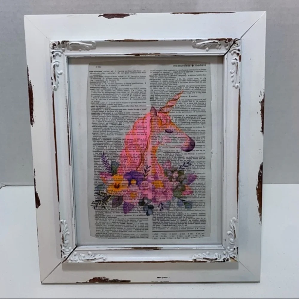 Pink Unicorn Dictionary Art Print, Vintage Dictionary Print